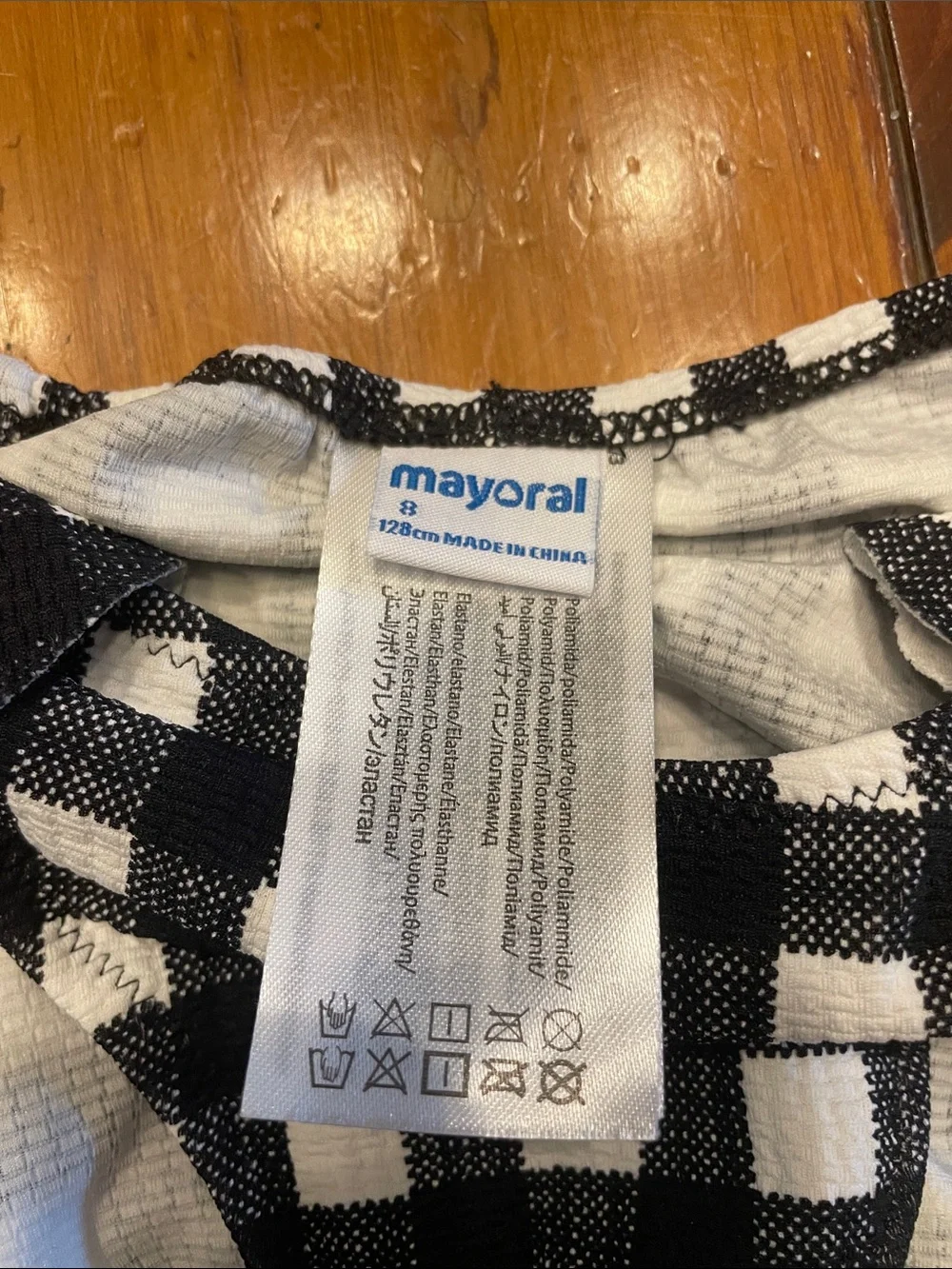 Mayoral Black & White Gingham Ruffle Two-Piece Swim Set